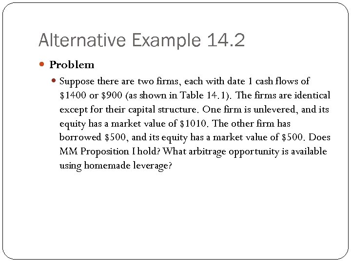 Alternative Example 14. 2 Problem Suppose there are two firms, each with date 1