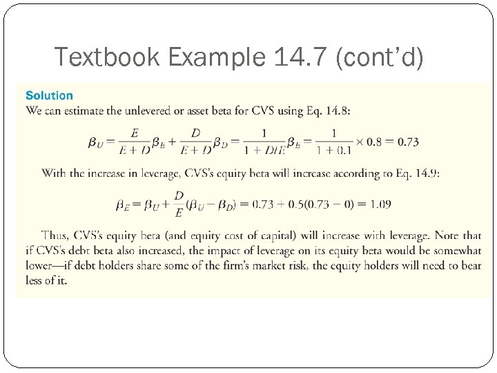 Textbook Example 14. 7 (cont’d) 