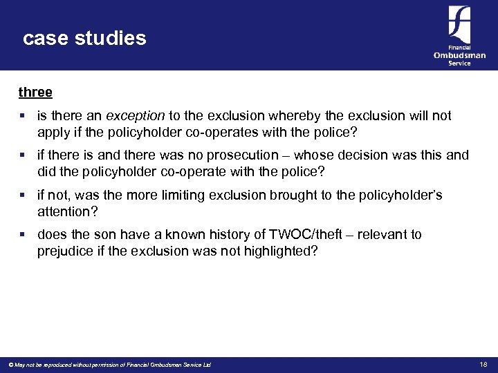 case studies three § is there an exception to the exclusion whereby the exclusion