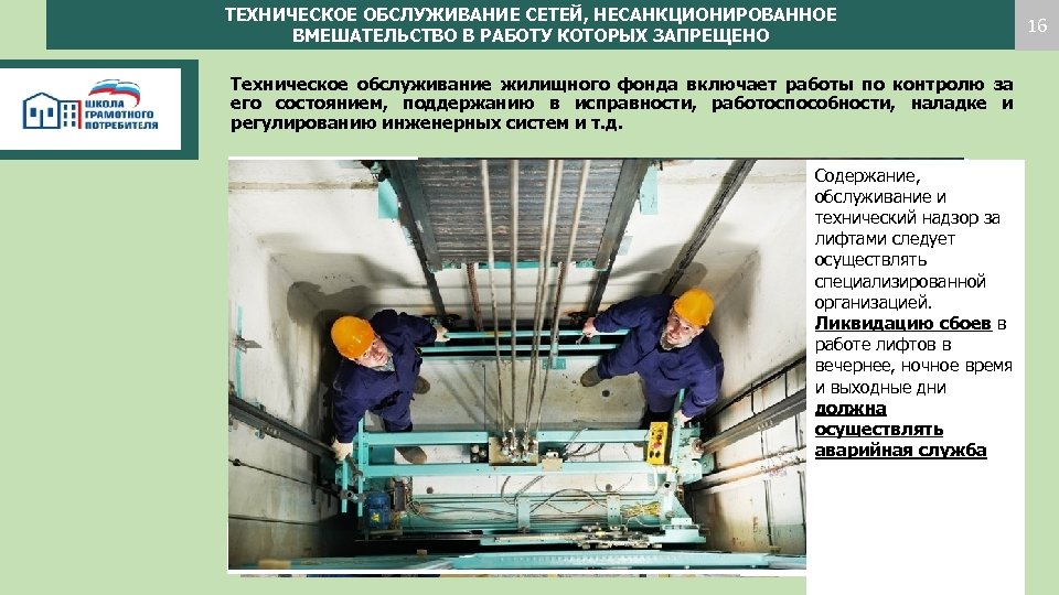 ТЕХНИЧЕСКОЕ ОБСЛУЖИВАНИЕ СЕТЕЙ, НЕСАНКЦИОНИРОВАННОЕ ВМЕШАТЕЛЬСТВО В РАБОТУ КОТОРЫХ ЗАПРЕЩЕНО Техническое обслуживание жилищного фонда включает