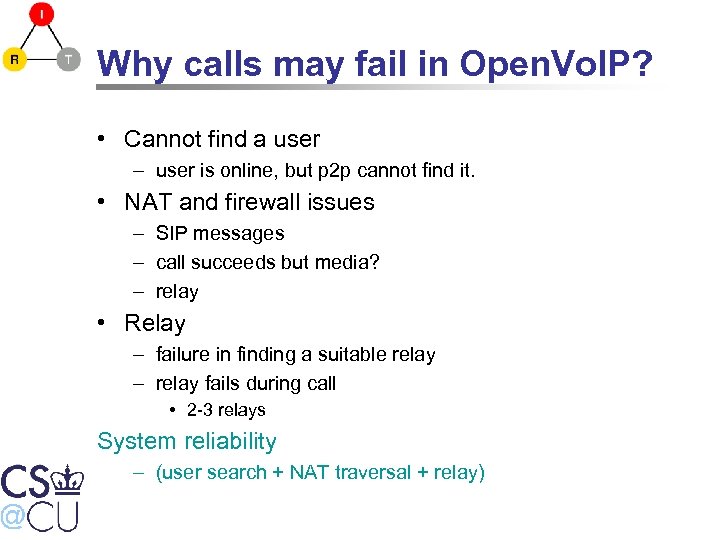 Why calls may fail in Open. Vo. IP? • Cannot find a user –