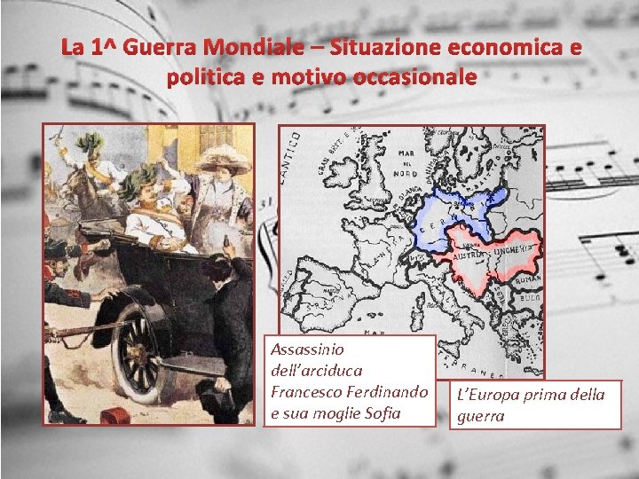 La 1^ Guerra Mondiale – Situazione economica e politica e motivo occasionale Assassinio dell’arciduca