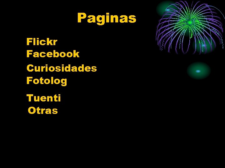 Paginas Flickr Facebook Curiosidades Fotolog Tuenti Otras 