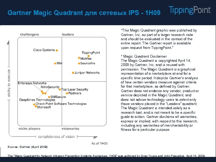 Gartner Magic Quadrant для сетевых IPS - 1 H 09 “This Magic Quadrant graphic