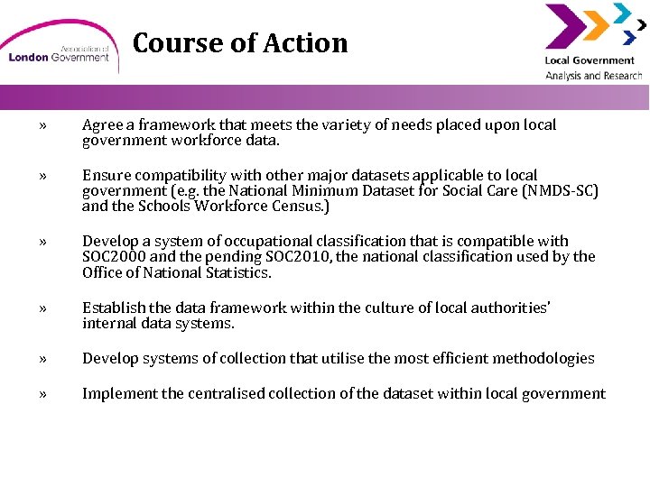 Course of Action » Agree a framework that meets the variety of needs placed