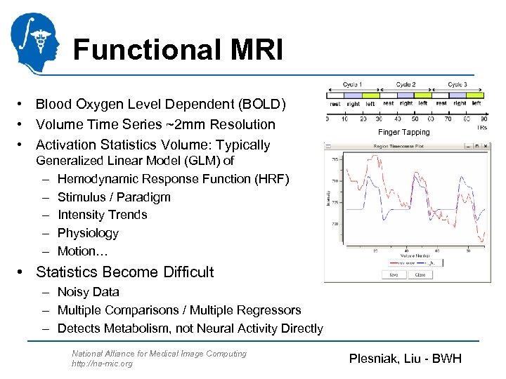 Functional MRI • Blood Oxygen Level Dependent (BOLD) • Volume Time Series ~2 mm