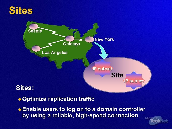 Sites Seattle New York Chicago Los Angeles IP subnet Sites: u Optimize u Enable