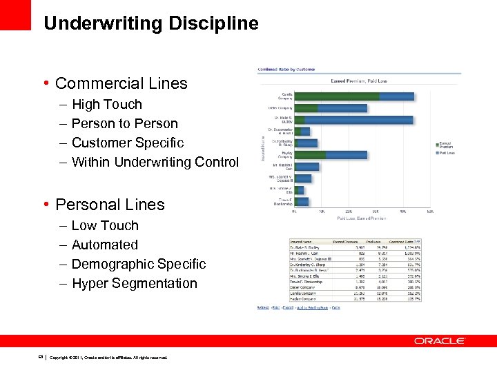 Underwriting Discipline • Commercial Lines – – High Touch Person to Person Customer Specific