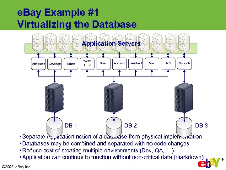 e. Bay Example #1 Virtualizing the Database Application Servers Attributes Catalogs Rules DB 1