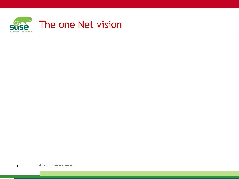 The one Net vision 2 © March 18, 2004 Novell Inc. 