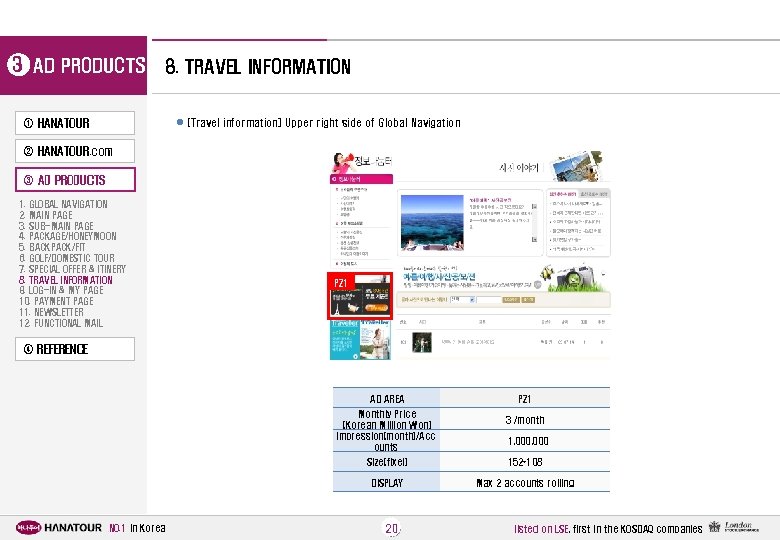 3 AD PRODUCTS 8. TRAVEL INFORMATION l [Travel information] Upper right side of Global