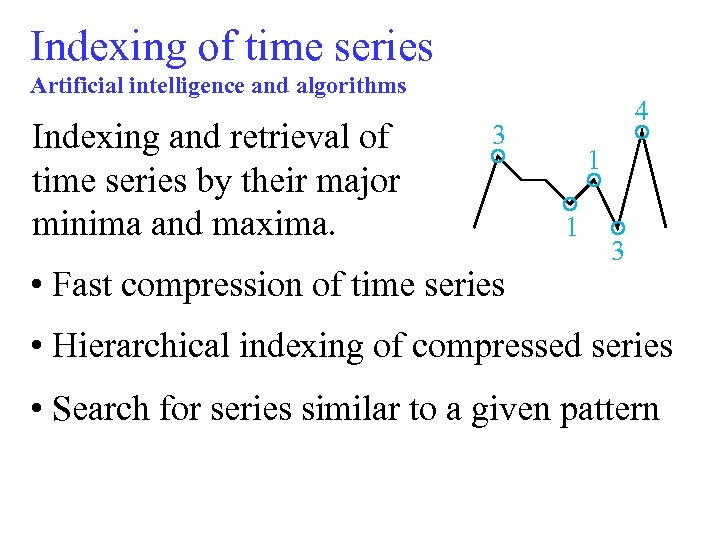 Indexing of time series Artificial intelligence and algorithms Indexing and retrieval of time series