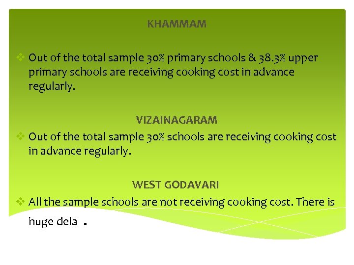 KHAMMAM v Out of the total sample 30% primary schools & 38. 3% upper