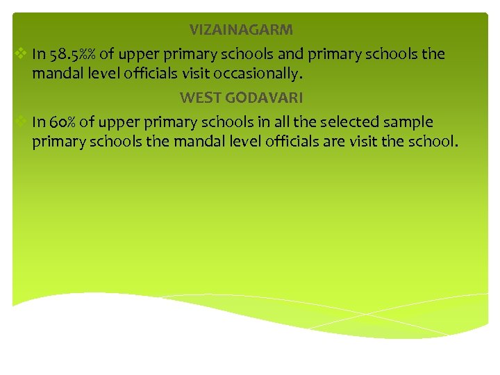 VIZAINAGARM v In 58. 5%% of upper primary schools and primary schools the mandal