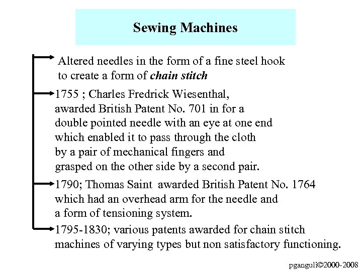 Sewing Machines Altered needles in the form of a fine steel hook to create