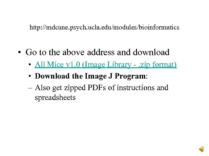 http: //mdcune. psych. ucla. edu/modules/bioinformatics • Go to the above address and download •