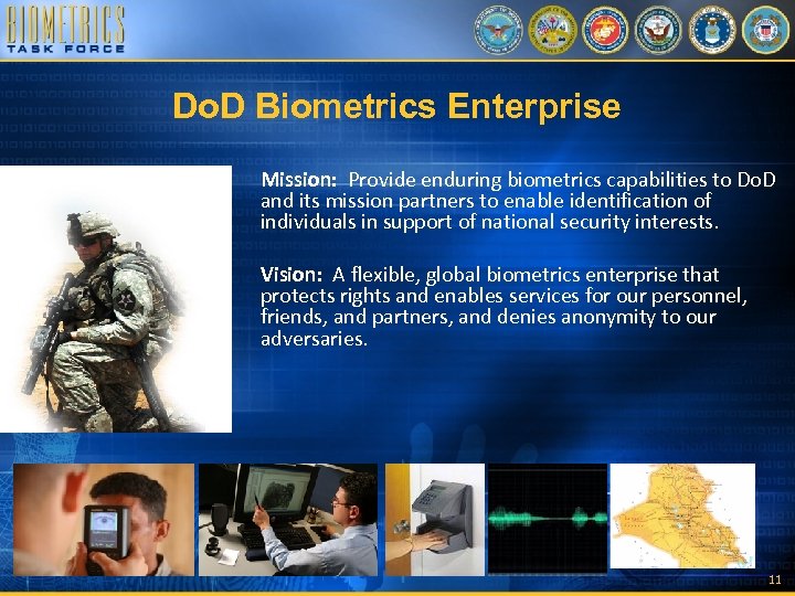 Do. D Biometrics Enterprise Mission: Provide enduring biometrics capabilities to Do. D and its