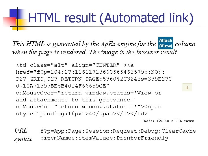 HTML result (Automated link) This HTML is generated by the Ap. Ex engine for