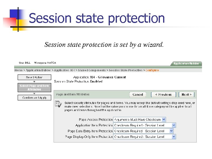Session state protection is set by a wizard. 