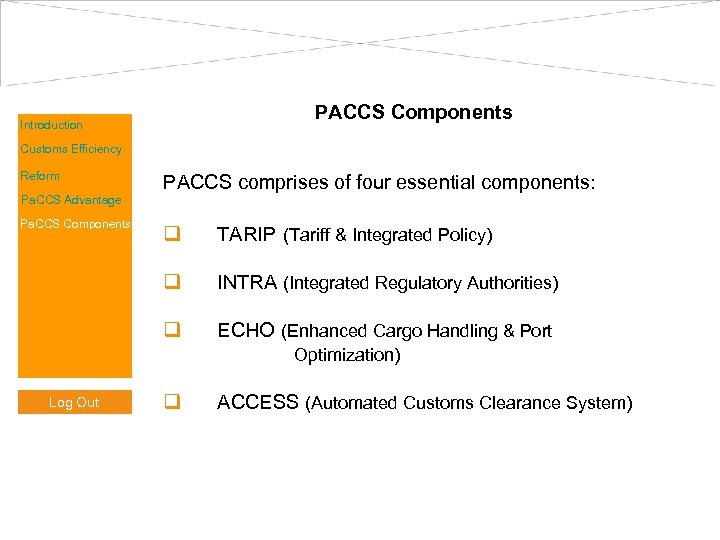 PACCS Components Introduction Customs Efficiency Reform Pa. CCS Advantage Pa. CCS Components PACCS comprises