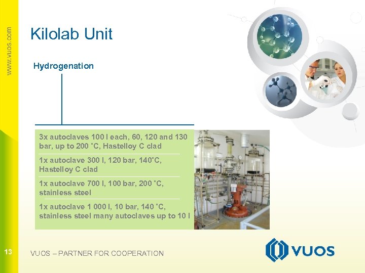 Kilolab Unit Hydrogenation 3 x autoclaves 100 l each, 60, 120 and 130 13