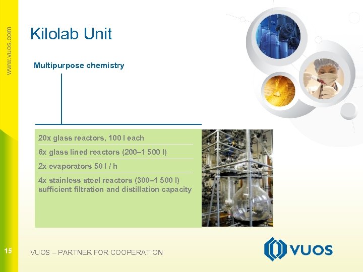 Kilolab Unit Multipurpose chemistry 20 x glass reactors, 100 l each 15 6 x