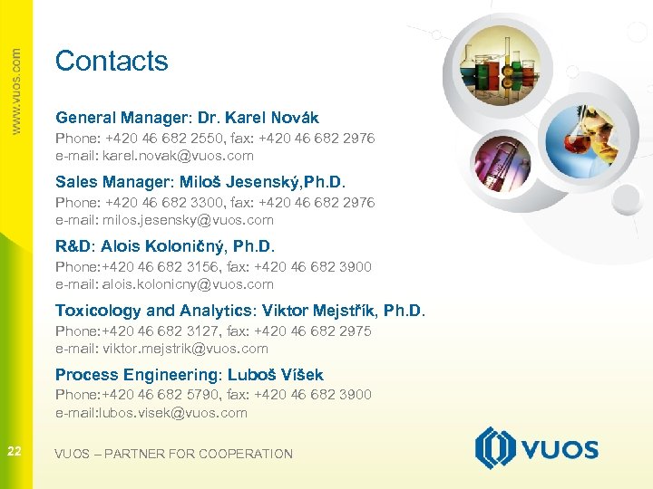 Contacts General Manager: Dr. Karel Novák Phone: +420 46 682 2550, fax: +420 46