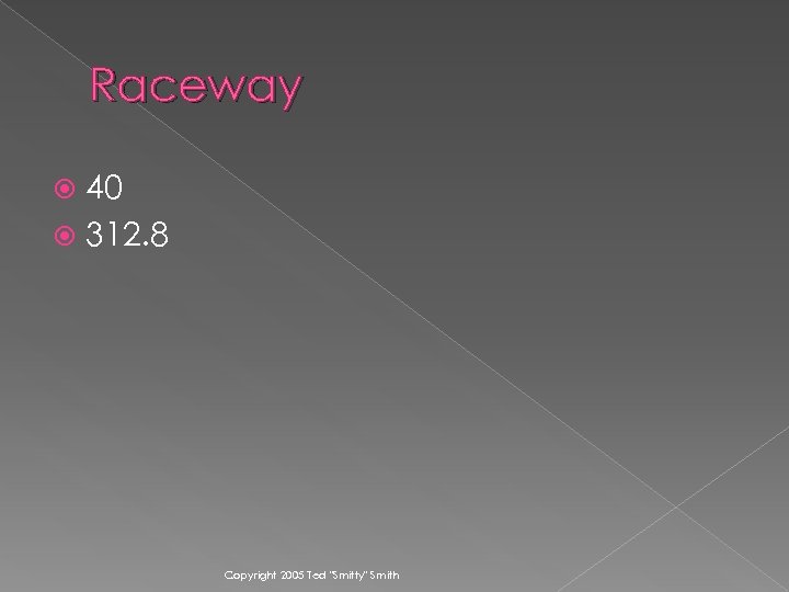 Raceway 40 312. 8 Copyright 2005 Ted 
