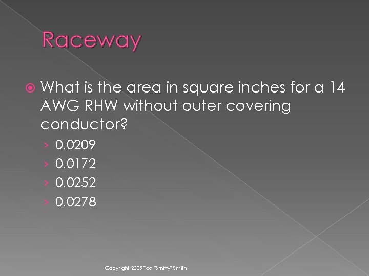 Raceway What is the area in square inches for a 14 AWG RHW without