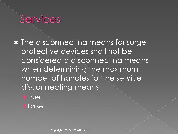 Services The disconnecting means for surge protective devices shall not be considered a disconnecting