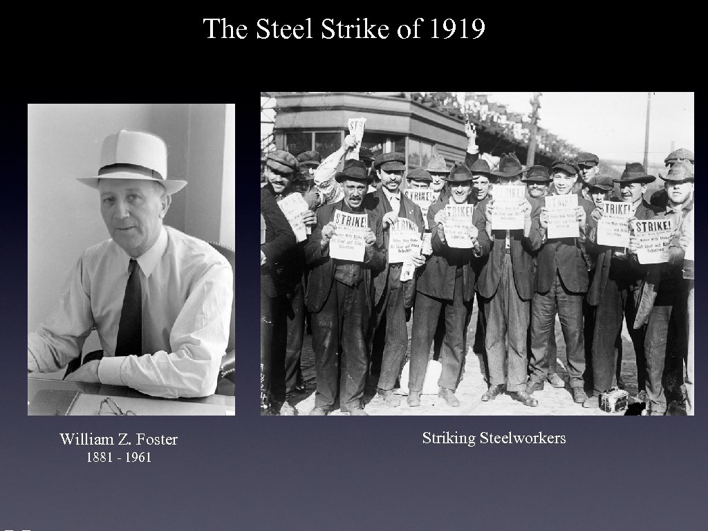 The Steel Strike of 1919 William Z. Foster 1881 - 1961 Striking Steelworkers 