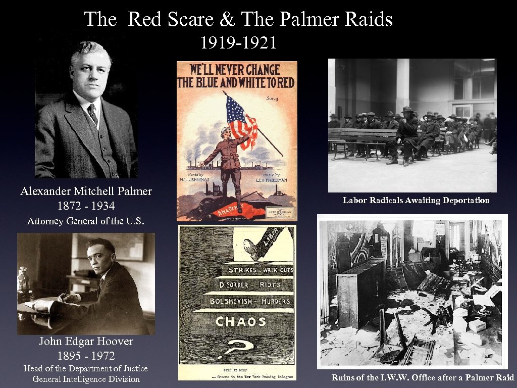 The Red Scare & The Palmer Raids 1919 -1921 Alexander Mitchell Palmer 1872 -
