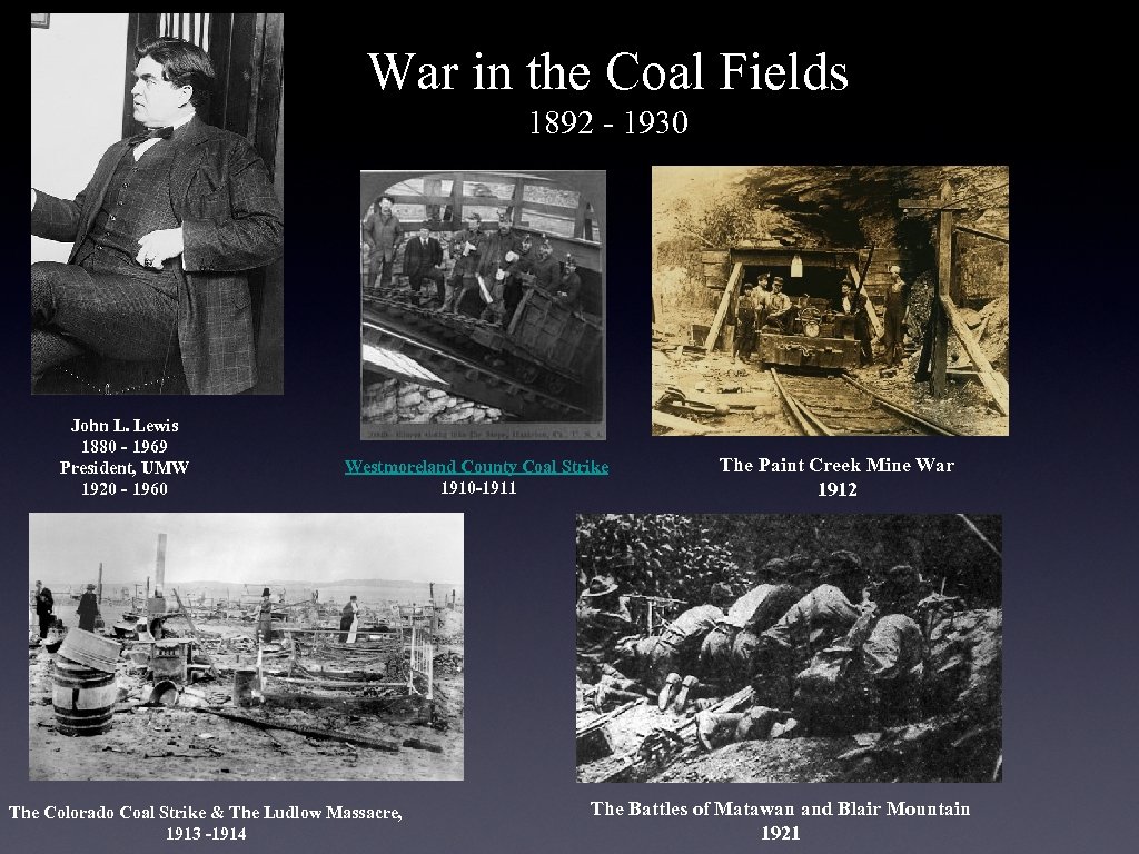 War in the Coal Fields 1892 - 1930 John L. Lewis 1880 - 1969