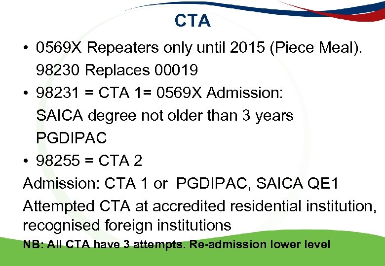 CTA • 0569 X Repeaters only until 2015 (Piece Meal). 98230 Replaces 00019 •