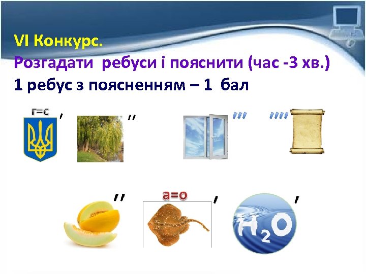 VІ Конкурс. Розгадати ребуси і пояснити (час -3 хв. ) 1 ребус з поясненням