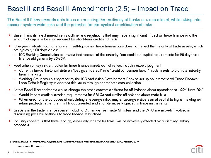 Basel II and Basel II Amendments (2. 5) – Impact on Trade The Basel