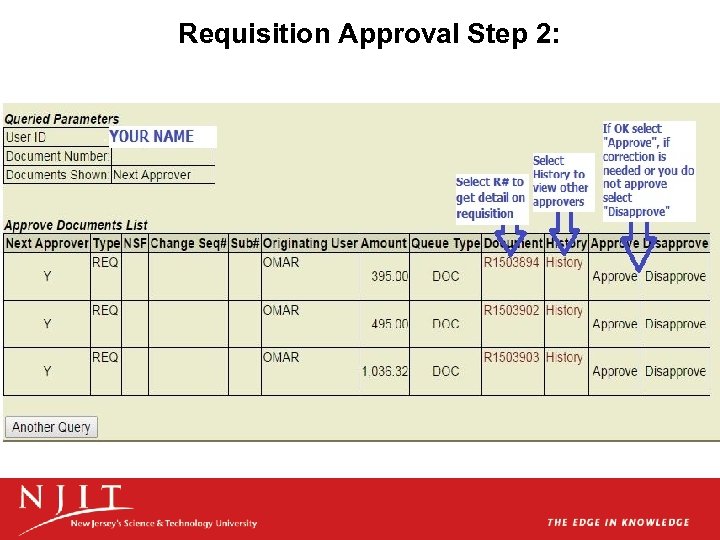 Requisition Approval Step 2: 