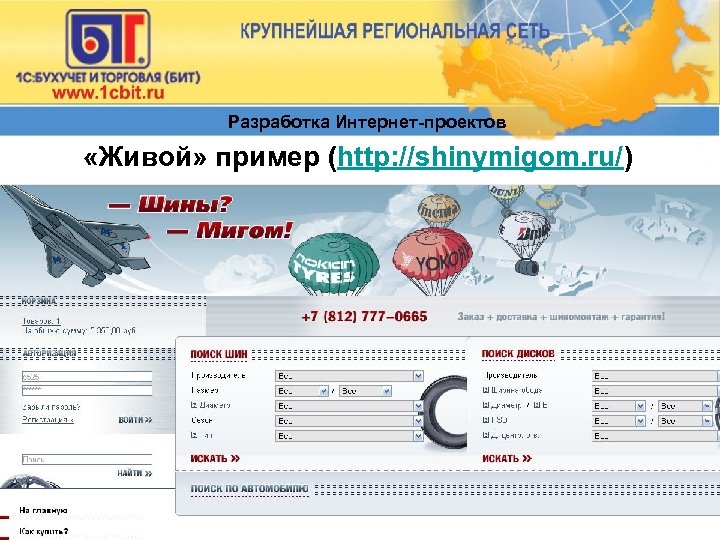Разработка Интернет-проектов «Живой» пример (http: //shinymigom. ru/) 