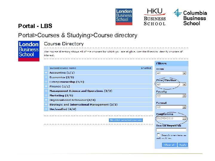 Portal - LBS Portal>Courses & Studying>Course directory 