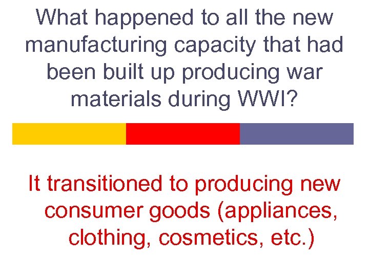 What happened to all the new manufacturing capacity that had been built up producing