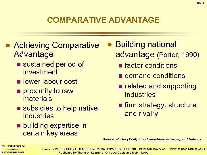 ch 2_6 COMPARATIVE ADVANTAGE l Achieving Comparative Advantage n n n sustained period of