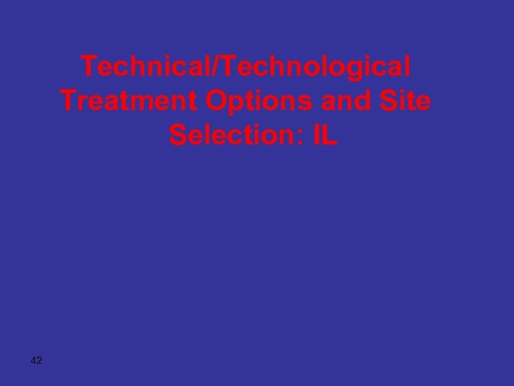 Technical/Technological Treatment Options and Site Selection: IL 42 