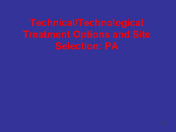 Technical/Technological Treatment Options and Site Selection: PA 55 