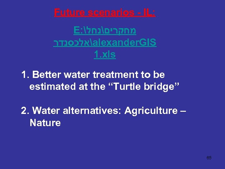 Future scenarios - IL: E:  מחקריםנחל אלכסנדר alexander. GIS 1. xls 1. Better