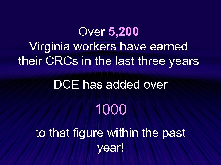 Over 5, 200 Virginia workers have earned their CRCs in the last three years