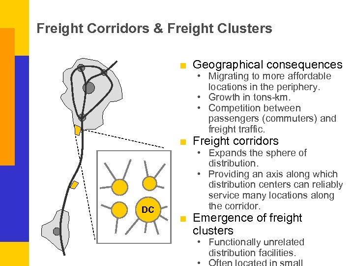 Freight Corridors & Freight Clusters ■ Geographical consequences • Migrating to more affordable locations