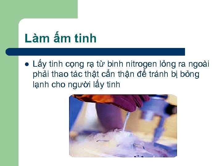 Làm ấm tinh l Lấy tinh cọng rạ từ binh nitrogen lỏng ra ngoài