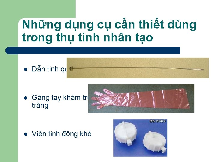Những dụng cụ cần thiết dùng trong thụ tinh nhân tạo l Dẫn tinh