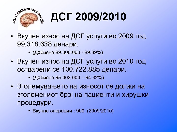 ДСГ 2009/2010 • Вкупен износ на ДСГ услуги во 2009 год. 99. 318. 638