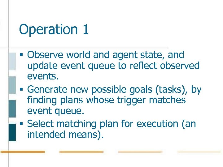 Operation 1 § Observe world and agent state, and update event queue to reflect